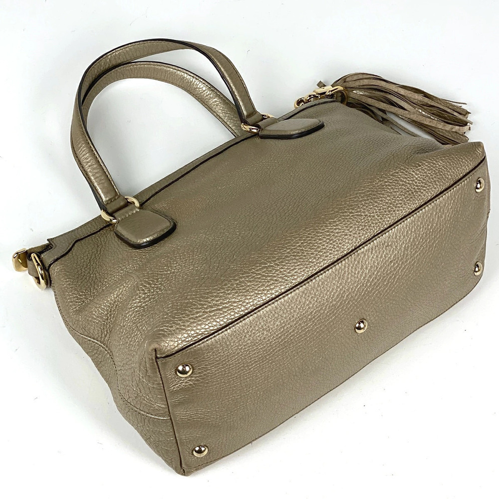 Gucci Handbag Leather Shoulder Gold Fringe Bag Soho